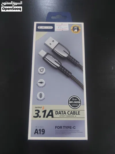 شاحن Type-C JELLICO مستعمل مرتين فقط جودة عالية شحن سريع 3.1A Output مقاوم داخلي نحاس سلك قوي 2