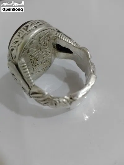 خاتم فضة صياغة سلچوقيه حجر يماني احمر 3