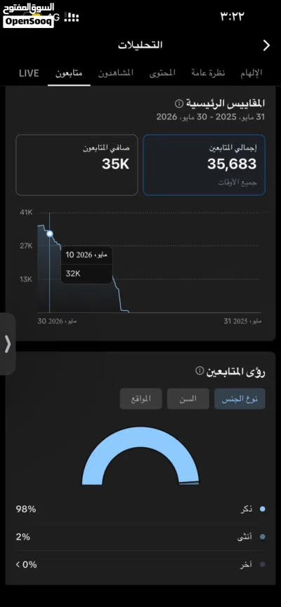 حساب تيك توك 35,000 الف متابع 2