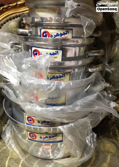 طقم حلل الومنيوم الجوهرة 7 حلل مقاسات من 1،5 لتر حتى 7 لتر جديد بدون كرتونة لسه المقابض ماتركبتش 2