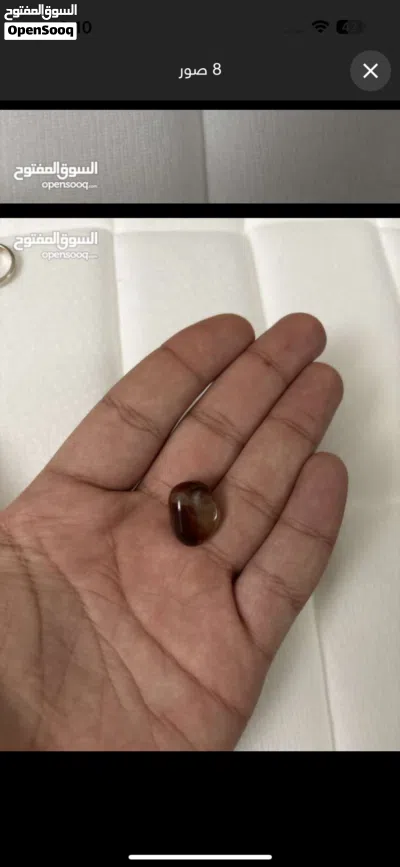 خاتمين الأبيض حجر القمر والأسود العقيق الأسود اصليين 2