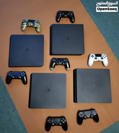 اجهزة PS4 Slim مهكرة بإصدارات 9.00 حسب الطلب مع تخزين 500GB وامكانية اضافة تخزين 1TB وايادي 2