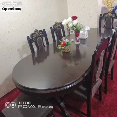 طاوله سفره خشب زان مع 6 كراسي وكاله 2