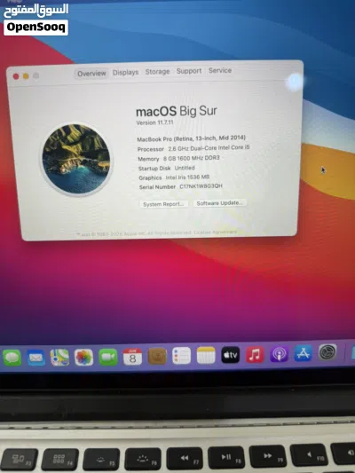 ماك بوك برو 2014 core i5 8gb ram 250gb ssd 3