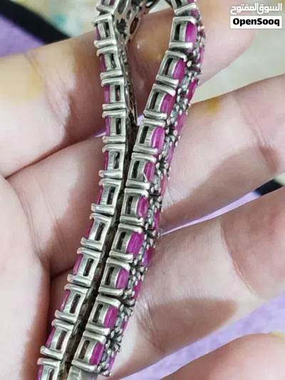 سوار فضه ثقيل مع احجار ياقوت 3