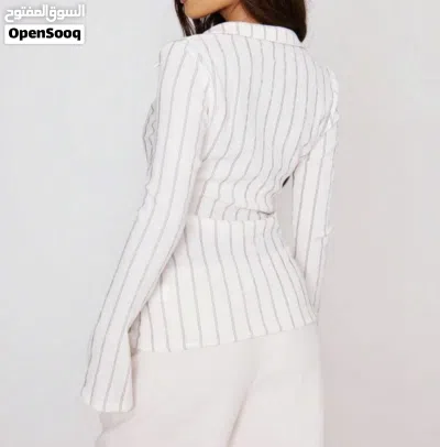 New Musera Stripe Flare Long Sleeves / Size: L / White/ Black 3