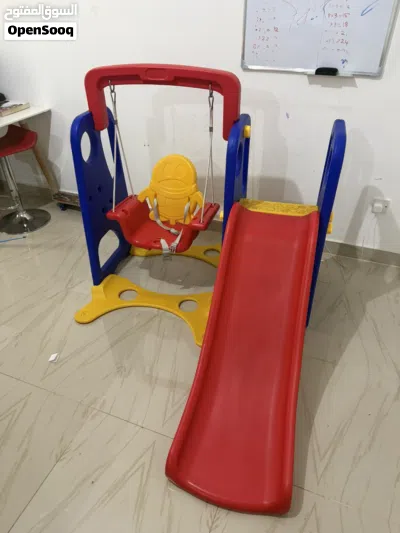 Kids plastic slide with baby swing - sturdy indoor set 2