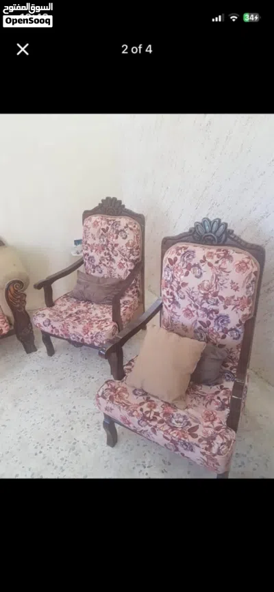 كنب 7 مقاعد خشب زان مستعمل 3
