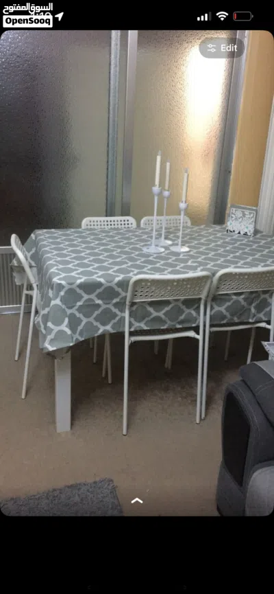 طاولة طعام ايكيا قابلة لتمديد مع 6 كراسي 3
