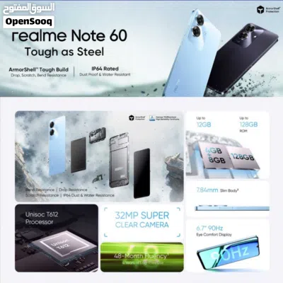 ريلمي نوت 60 REALME NOTE 60 GB 4/128GB BATTERY 5000 MAH 3