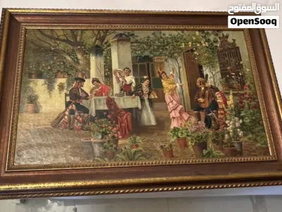 لوحة زيتية أثرية أصلية للفنان الإسباني ريكاردو بروجادا (قرن 19/20) مع إطارها الأصلي Ricardo Brugada 2