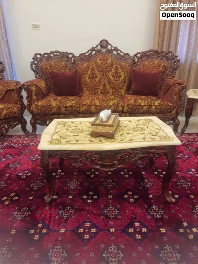 كنب فاخر لغرفة الضيوف - 9 مقاعد + طاولات رخام 4