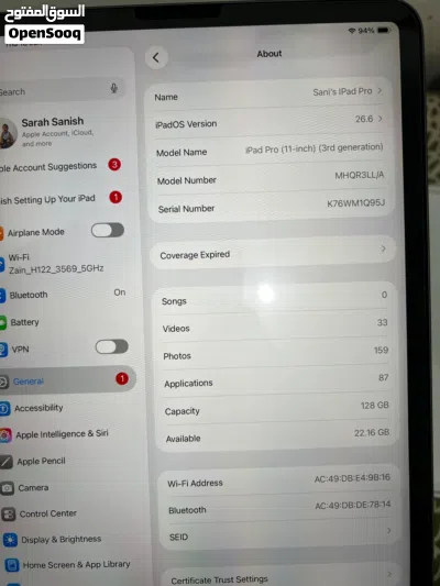 I Pad Pro 11 3rd Gen M1 with aipod Pro 4