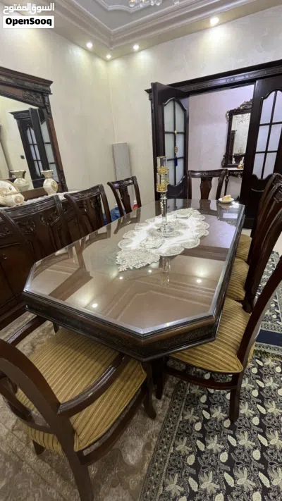 غرفة سفرة ..طاولة طعام + انتريه+فضية 4