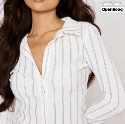 New Musera Stripe Flare Long Sleeves / Size: L / White/ Black 2