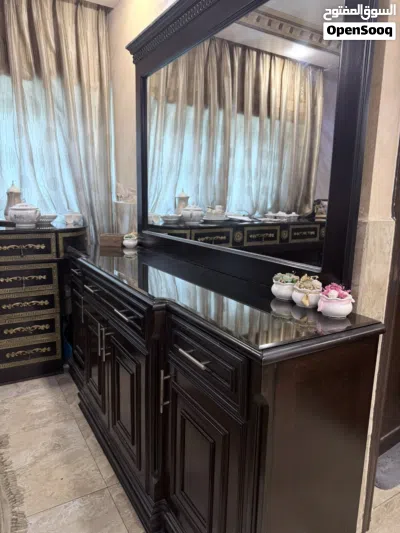 طاولة سفرة مع بوفيه خشب زان 3