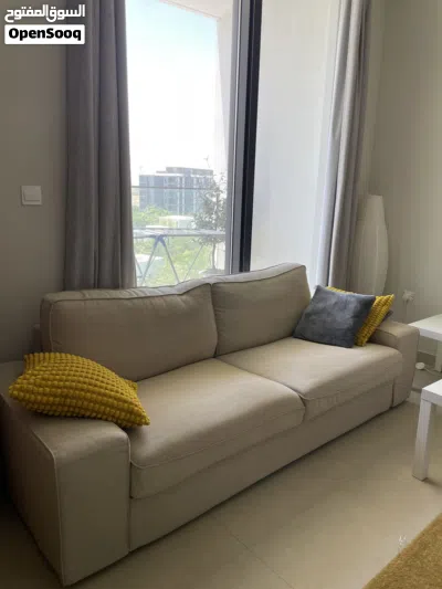 كنب ايكيا عدد قطعتين + طاولة كونسول مع مراية من ايكيا Two sofas with a table from IKEA 2