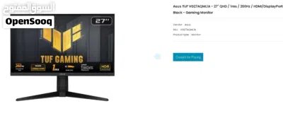 ASUS Tuf Gaming Monitor 27 260Hz 2K Excellent Condition 2