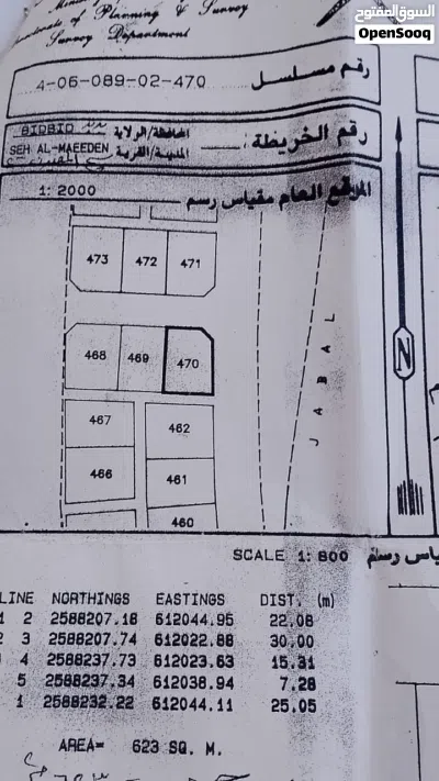 ارض سكنيه مساحة 623 متر 3