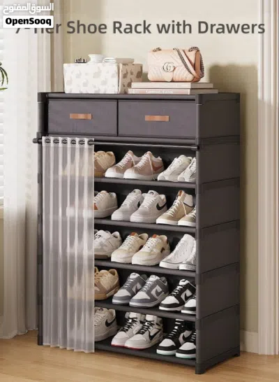 Metal framed shoe rack in store have all color and offer sale for customer now with closet 2