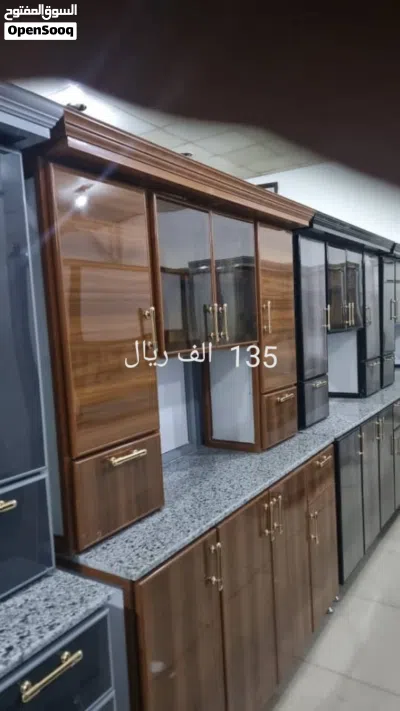 دولاب مطبخ المنيوم و رخام 2