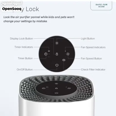 مُنقي هواء منزلي للمساحات الكبيرة (حتى 20 م2) - شاشة استشعار جودة الهواء PM2.5، إزالة 99.97% من شعر. 2