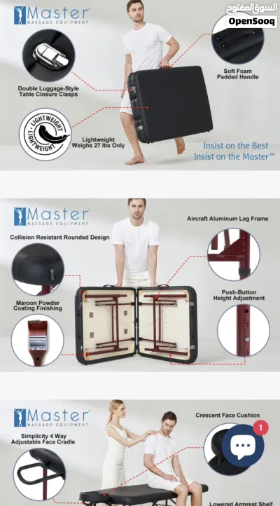 Portable Massage Table - Master 28’’ Black (Brand New) 2
