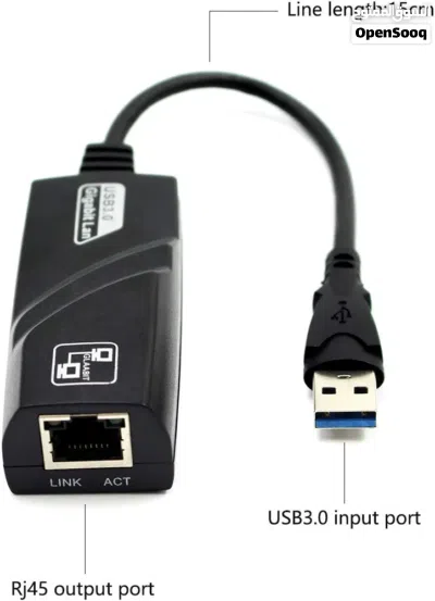 محول إيثرنت أنثى USB 3.0 ذكر A إلى RJ45 يربط الكمبيوتر أو الكمبيوتر اللوحي بجهاز راوتر أو مودم 4