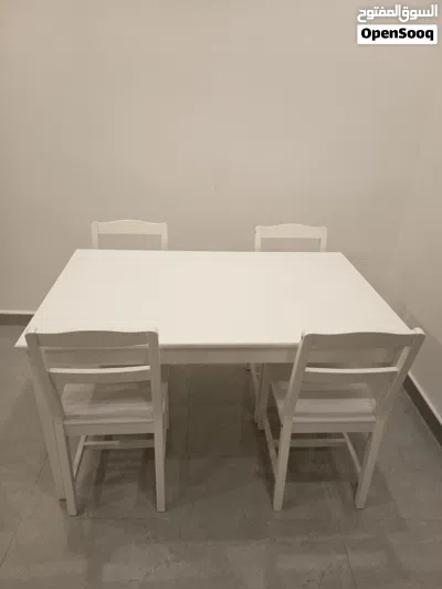 IKEA NÄSINGE Table,and 4 piece chair white, 130x80 cm. 2