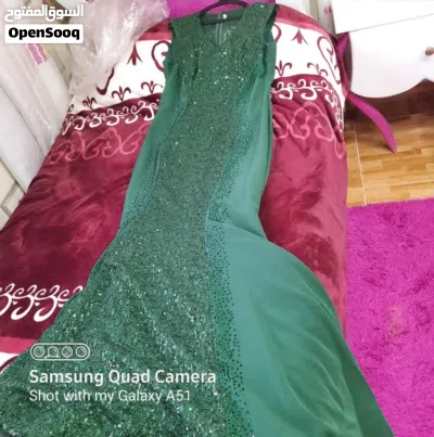 فستان أخضر زيتي شك خرز تركي 4
