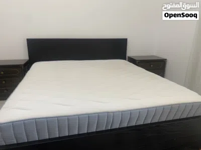 Queen bed frame with mattress and two bedside tables - brand new condition 180x200 IKEA 3