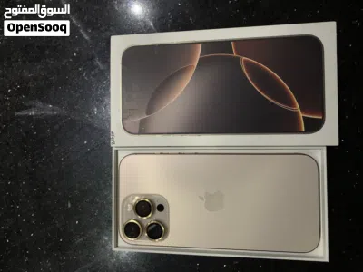 آيفون 16 برو ماكس مستعمل بحالة ممتازة 256 جيجابايت لون ذهبي وردي مع الكرتونة والشاحن مدخل خط 2