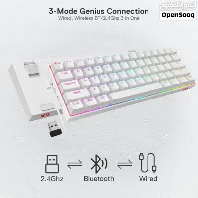 كيبورد ابيض ميكانيكي من K530 PRO red dragon شبه جديد مع جميع ملحقاته في كرتونه 2