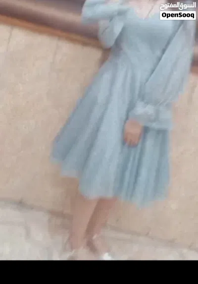 فستان سهره قصير لون ازرق مميز وناعم 2