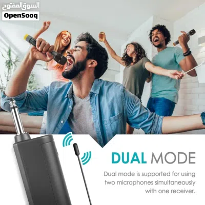 ميكروفون لاسلكي احترافي مزدوج UHF مع جهاز استقبال صغير محمول بمقبس 6.3 kh Duel Professional UHF Wire 4