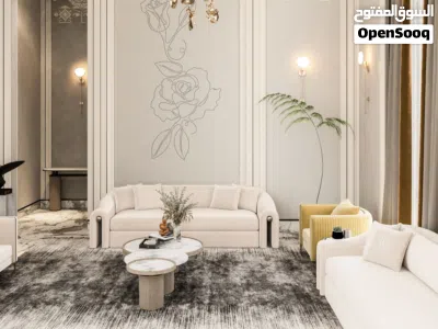 تصميم داخلي يشمل تفاصيل الارضيات والجدران والاسقف والاضاءة 4