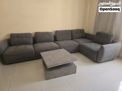 L shaped detachable sofa with rotating tea table 2