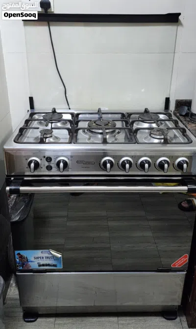 طباخ مع فرن غاز 5 عيون 80cm ماركة supergeneral في حالة ممتازة cooker and oven 4