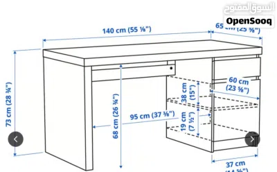 IKEA MALM Desk with Black Office Chair/ مكتب مع كرسي مكتب أسود – بحالة ممتازة 4