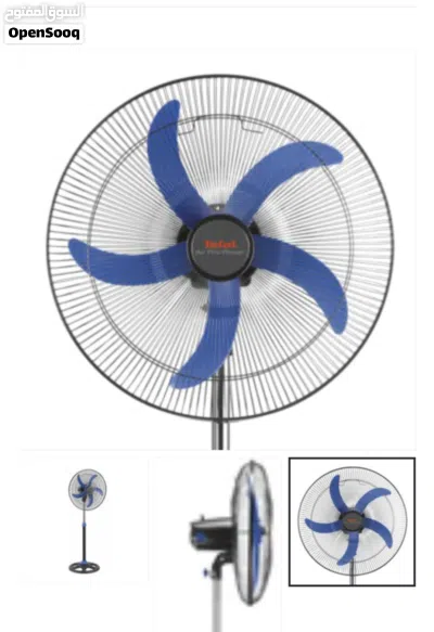 مروحة ماركة TEFAL AIR PRO POWER بحالة الوكالة 60 واط 3 سرعات 5 شفرات لون اسود وازرق 4