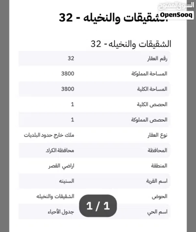 ارض للبيع كامل القطعة قرب من سد الموجب 3