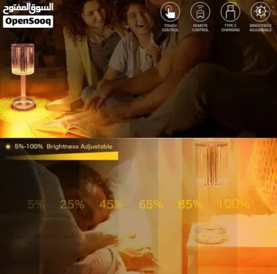 اباجورة كريستال المضيئة RGB مع ريموت كنترول وباللمس 4