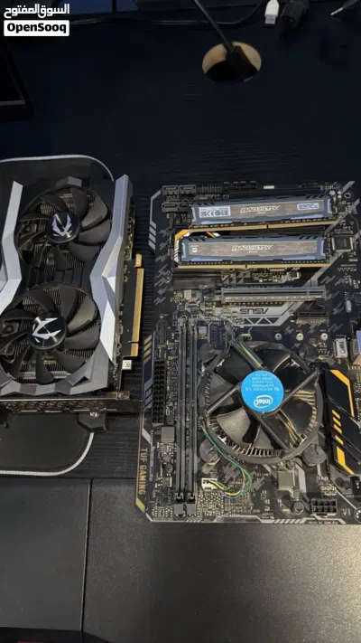 معالج i5 9400f Asus tuf H310 plus مذربورد كرت الشاشة rtx 2060 6gp رام ballistix 16gb 3000mhz 2