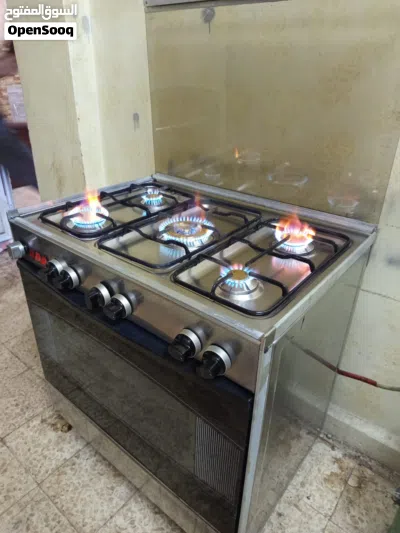غاز فرن غاز خمس عيون ستانلس ستيل نوع تكنو فخم قياس 80 سم نار زرقاء قوية فرن قوي 3
