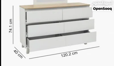 Home Box 6-drawer dresser in white with a natural wood top. 2