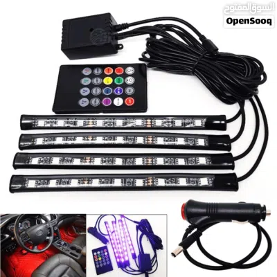 طقم أضواء ليد (LED) داخلية للسيارة - تحكم ريموت وحساس صوت! 3