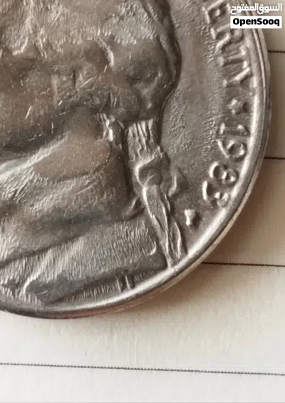 العرض فقط للمزادات العالمية..توماس جيفرسون 1983 نادر جدا 5 سنت خطأ في FS و دبل في الاحرف الخلفية 3