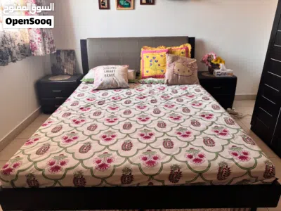 Bed Room Set in very good condition with 2 Side Tables, Mattress and Cupboard 2