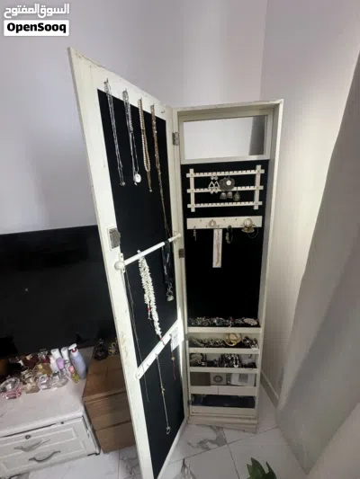 Full-length Leaning Wall Mirror - White Frame with storage space 2