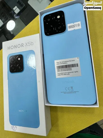 HONOR X5B مستخدم بحالة الوكاله مع جميع الاغراد كفالة الشركه شغاله لون ازرق 128G 2